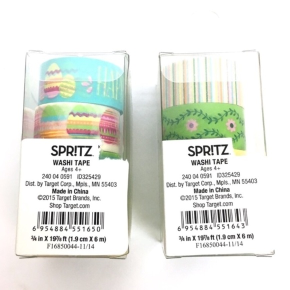 Happy Easter Washi Tape 8 Rolls Spritz Target Bunny Eggs Stripe Flowers Scallop - Picture 4 of 4